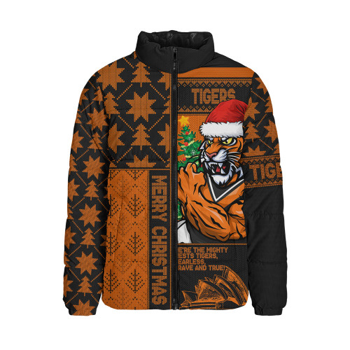 Wests Tigers Padded Jacket Christmas Magic Knit Style Winter Glow