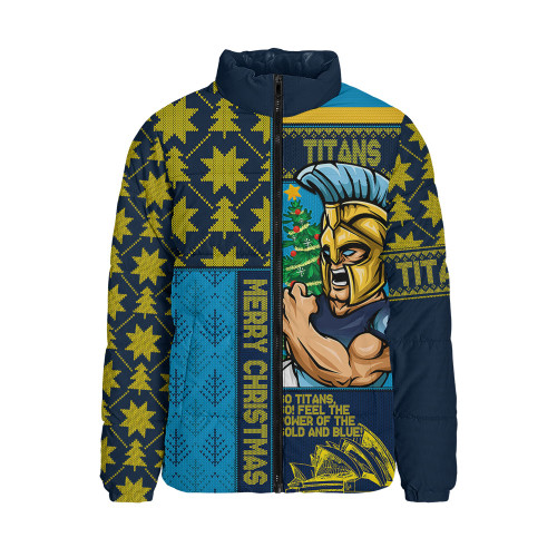 Gold Coast Titans Padded Jacket Christmas Magic Knit Style Winter Glow