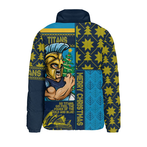 Gold Coast Titans Padded Jacket Christmas Magic Knit Style Winter Glow Gold Coast Titans Padded Jacket Christmas Magic Knit Style Winter Glow