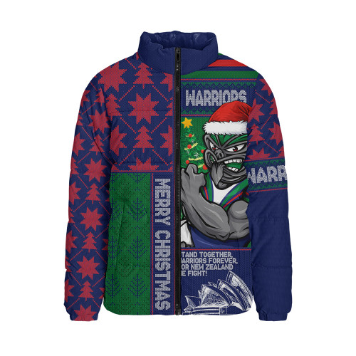 New Zealand Warriors Padded Jacket Christmas Magic Knit Style Winter Glow