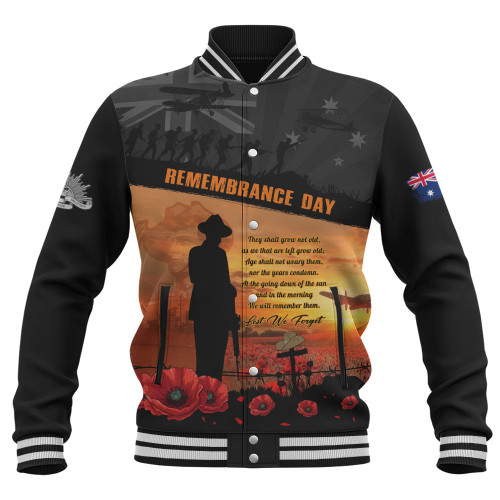 Australia Baseball Jacket Remembrance Day Australia Honour The Fallen Australia Baseball Jacket Remembrance Day Australia Honour The Fallen