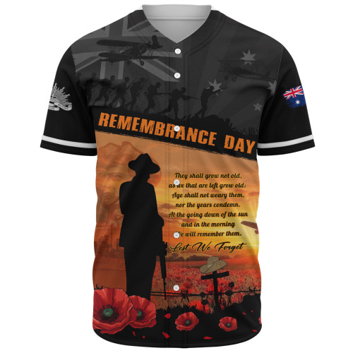 Australia Baseball Shirt Remembrance Day Australia Honour The Fallen