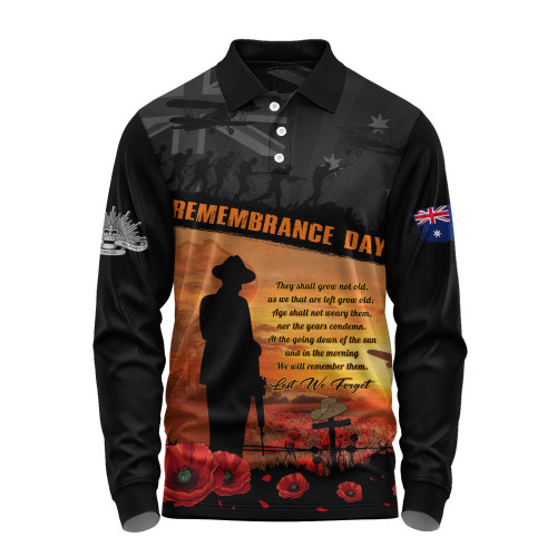 Australia Long Sleeve Polo Shirt Remembrance Day Australia Honour The Fallen Australia Long Sleeve Polo Shirt Remembrance Day Australia Honour The Fallen