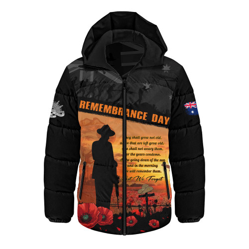 Australia Hooded Padded Jacket Remembrance Day Australia Honour The Fallen Australia Hooded Padded Jacket Remembrance Day Australia Honour The Fallen