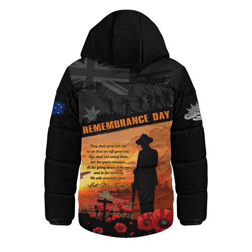 Australia Hooded Padded Jacket Remembrance Day Australia Honour The Fallen Australia Hooded Padded Jacket Remembrance Day Australia Honour The Fallen