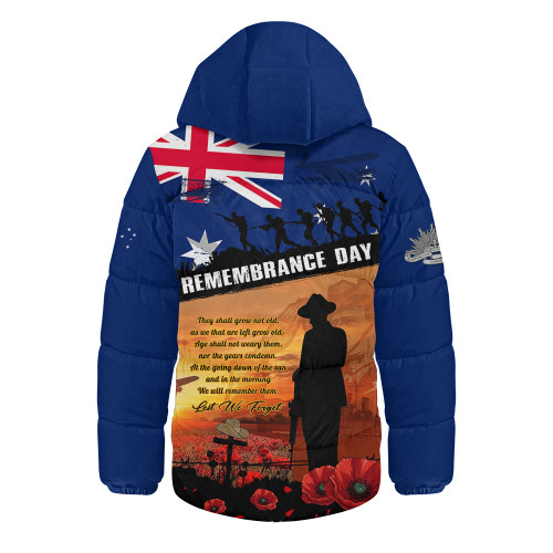 Australia Hooded Padded Jacket Remembrance Day Australia Honour The Fallen Australia Hooded Padded Jacket Remembrance Day Australia Honour The Fallen