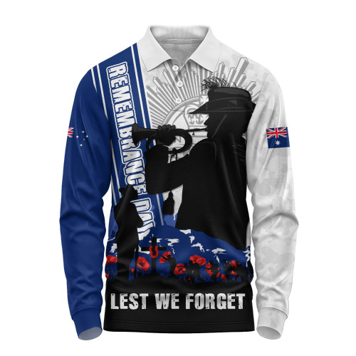 Australia Long Sleeve Polo Shirt Remembrance Day Australia Field Of Poppies Australia Long Sleeve Polo Shirt Remembrance Day Australia Field Of Poppies