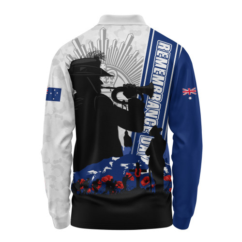 Australia Long Sleeve Polo Shirt Remembrance Day Australia Field Of Poppies Australia Long Sleeve Polo Shirt Remembrance Day Australia Field Of Poppies