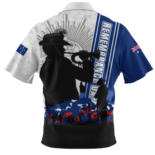 Australia Zip Polo Shirt Remembrance Day Australia Field Of Poppies