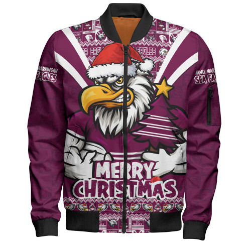Manly Warringah Sea Eagles Bomber Jacket Merry Christmas Festive Spirit Edition