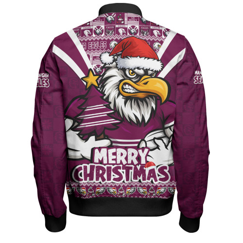 Manly Warringah Sea Eagles Bomber Jacket Merry Christmas Festive Spirit Edition