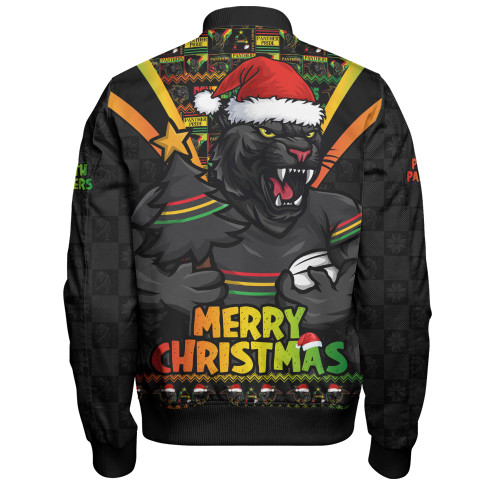 Penrith Panthers Bomber Jacket Merry Christmas Festive Spirit Edition Penrith Panthers Bomber Jacket Merry Christmas Festive Spirit Edition