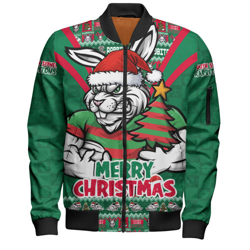 South Sydney Rabbitohs Bomber Jacket Merry Christmas Festive Spirit Edition South Sydney Rabbitohs Bomber Jacket Merry Christmas Festive Spirit Edition