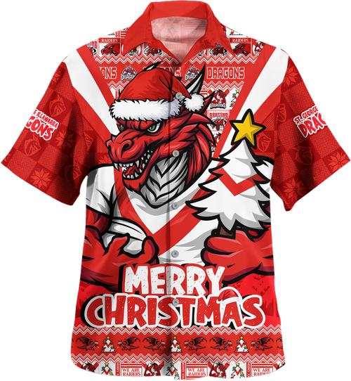 St. George Illawarra Dragons Hawaiian Shirt Merry Christmas Festive Spirit Edition