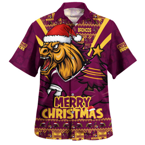 Brisbane Broncos Hawaiian Shirt Merry Christmas Festive Spirit Edition