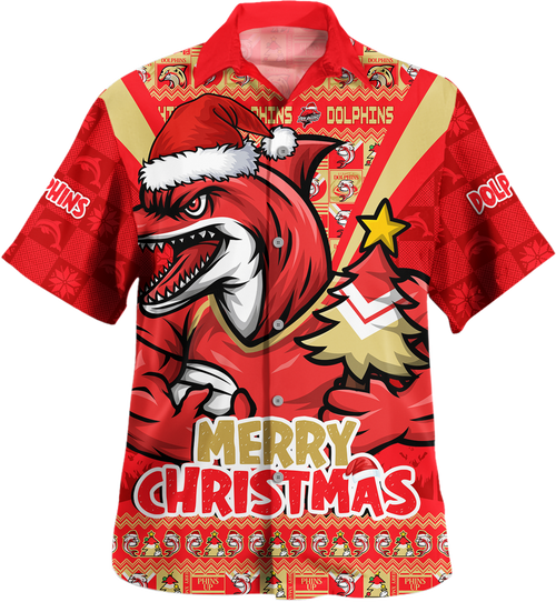 Redcliffe Dolphins Hawaiian Shirt Merry Christmas Festive Spirit Edition
