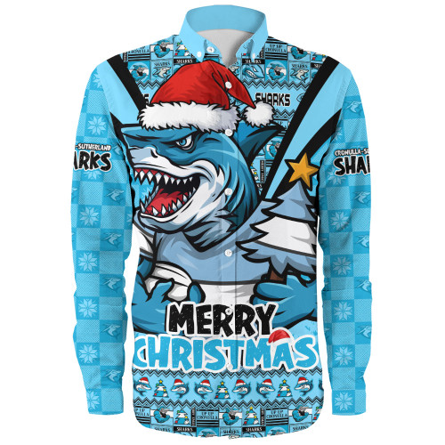 Cronulla-Sutherland Sharks Long Sleeve Shirt Merry Christmas Festive Spirit Edition Cronulla-Sutherland Sharks Long Sleeve Shirt Merry Christmas Festive Spirit Edition
