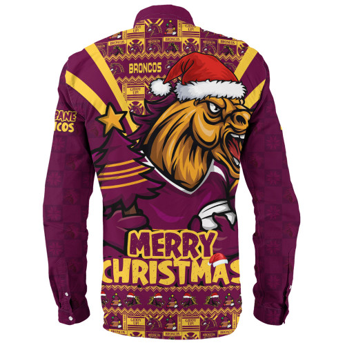 Brisbane Broncos Long Sleeve Shirt Merry Christmas Festive Spirit Edition Brisbane Broncos Long Sleeve Shirt Merry Christmas Festive Spirit Edition