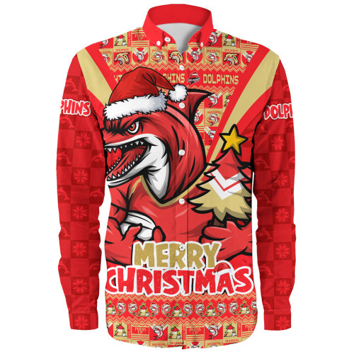 Redcliffe Dolphins Long Sleeve Shirt Merry Christmas Festive Spirit Edition Redcliffe Dolphins Long Sleeve Shirt Merry Christmas Festive Spirit Edition