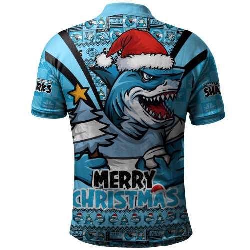 Cronulla-Sutherland Sharks Polo Shirt Merry Christmas Festive Spirit Edition