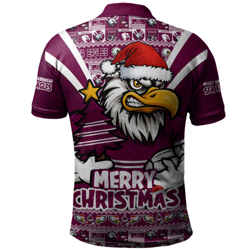Manly Warringah Sea Eagles Polo Shirt Merry Christmas Festive Spirit Edition