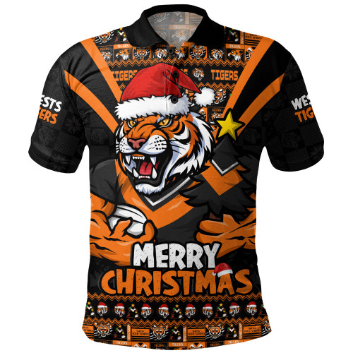 Wests Tigers Polo Shirt Merry Christmas Festive Spirit Edition Wests Tigers Polo Shirt Merry Christmas Festive Spirit Edition