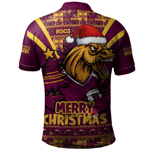 Brisbane Broncos Polo Shirt Merry Christmas Festive Spirit Edition