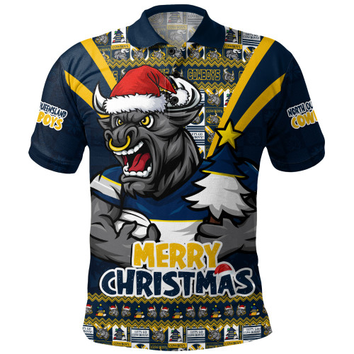 North Queensland Cowboys Polo Shirt Merry Christmas Festive Spirit Edition North Queensland Cowboys Polo Shirt Merry Christmas Festive Spirit Edition