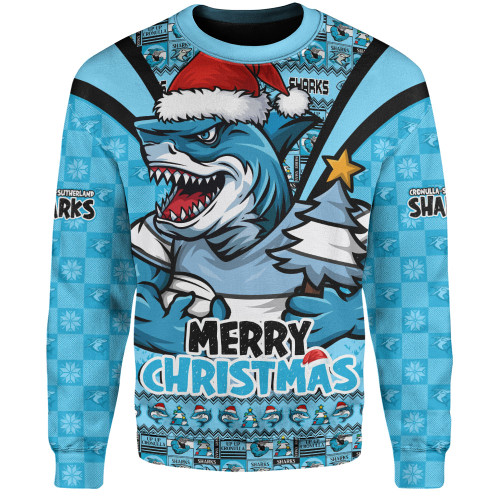 Cronulla-Sutherland Sharks Sweatshirt Merry Christmas Festive Spirit Edition