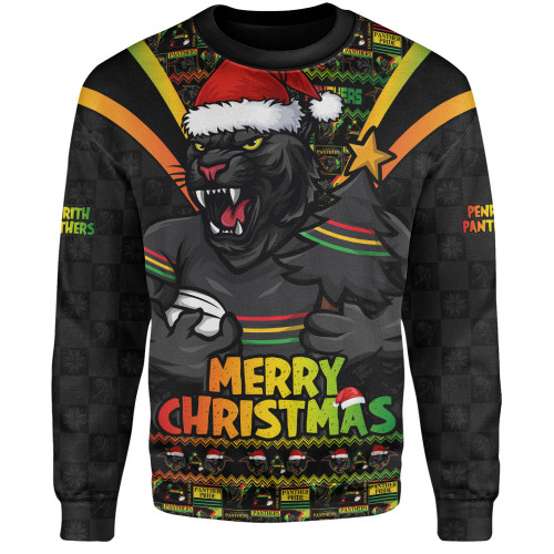 Penrith Panthers Sweatshirt Merry Christmas Festive Spirit Edition Penrith Panthers Sweatshirt Merry Christmas Festive Spirit Edition
