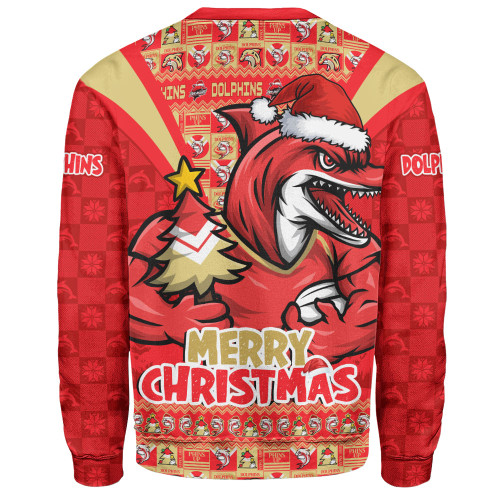 Redcliffe Dolphins Sweatshirt Merry Christmas Festive Spirit Edition Redcliffe Dolphins Sweatshirt Merry Christmas Festive Spirit Edition