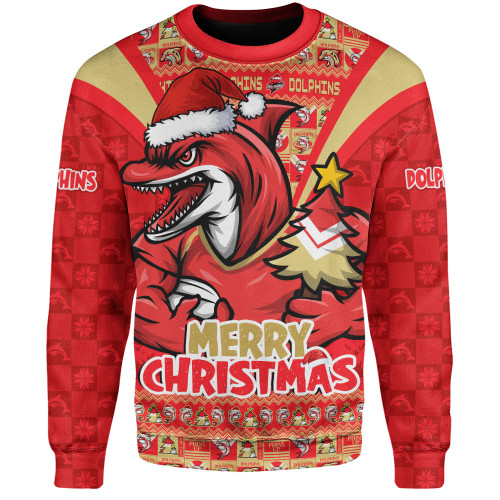 Redcliffe Dolphins Sweatshirt Merry Christmas Festive Spirit Edition Redcliffe Dolphins Sweatshirt Merry Christmas Festive Spirit Edition
