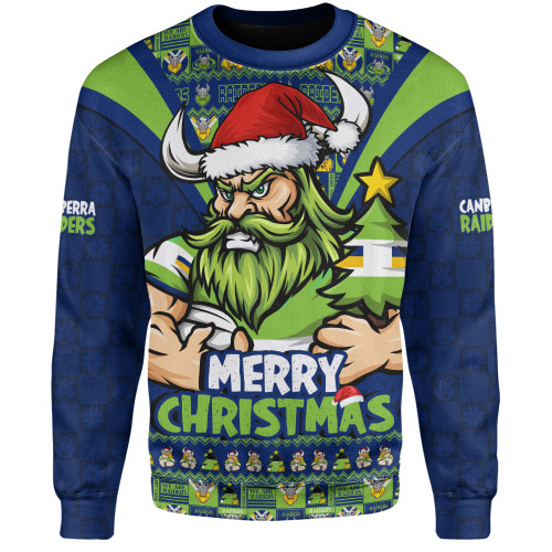 Canberra Raiders Sweatshirt Merry Christmas Festive Spirit Edition