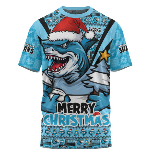 Cronulla-Sutherland Sharks T-Shirt Merry Christmas Festive Spirit Edition