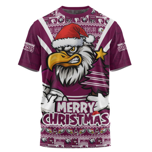 Manly Warringah Sea Eagles T-Shirt Merry Christmas Festive Spirit Edition Manly Warringah Sea Eagles T-Shirt Merry Christmas Festive Spirit Edition