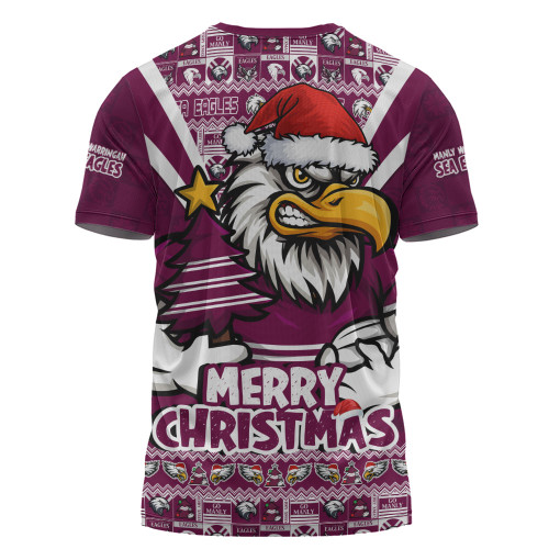 Manly Warringah Sea Eagles T-Shirt Merry Christmas Festive Spirit Edition Manly Warringah Sea Eagles T-Shirt Merry Christmas Festive Spirit Edition