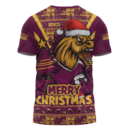 Brisbane Broncos T-Shirt Merry Christmas Festive Spirit Edition Brisbane Broncos T-Shirt Merry Christmas Festive Spirit Edition