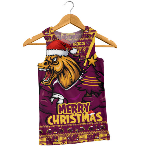 Brisbane Broncos Men Singlet Merry Christmas Festive Spirit Edition