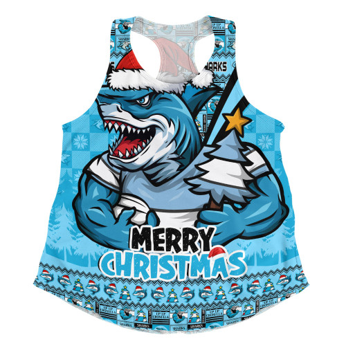 Cronulla-Sutherland Sharks Women Racerback Singlet Merry Christmas Festive Spirit Edition