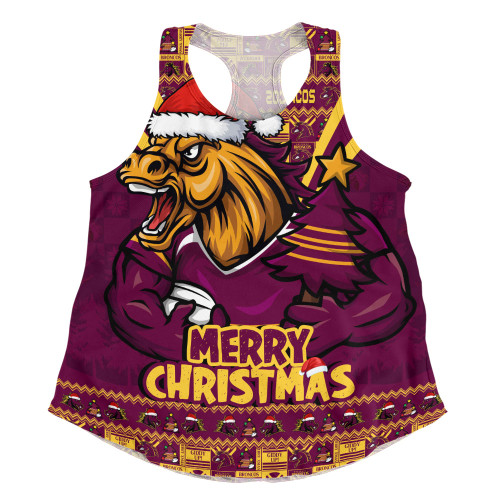 Brisbane Broncos Women Racerback Singlet Merry Christmas Festive Spirit Edition