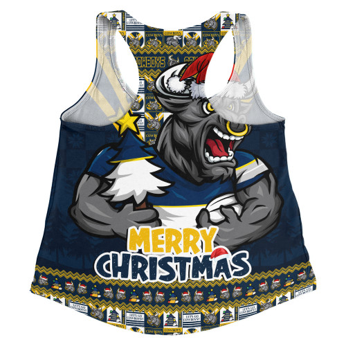 North Queensland Cowboys Women Racerback Singlet Merry Christmas Festive Spirit Edition