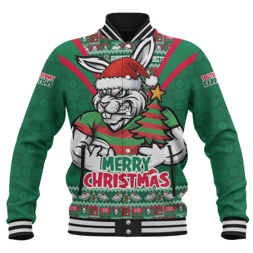 South Sydney Rabbitohs Baseball Jacket Merry Christmas Festive Spirit Edition South Sydney Rabbitohs Baseball Jacket Merry Christmas Festive Spirit Edition