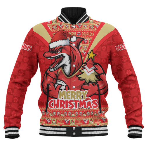 Redcliffe Dolphins Baseball Jacket Merry Christmas Festive Spirit Edition Redcliffe Dolphins Baseball Jacket Merry Christmas Festive Spirit Edition
