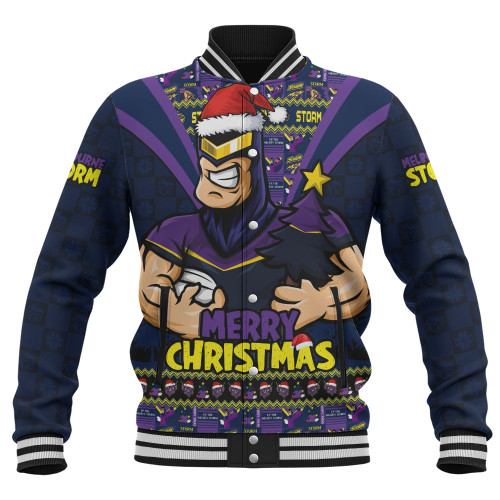 Melbourne Storm Baseball Jacket Merry Christmas Festive Spirit Edition