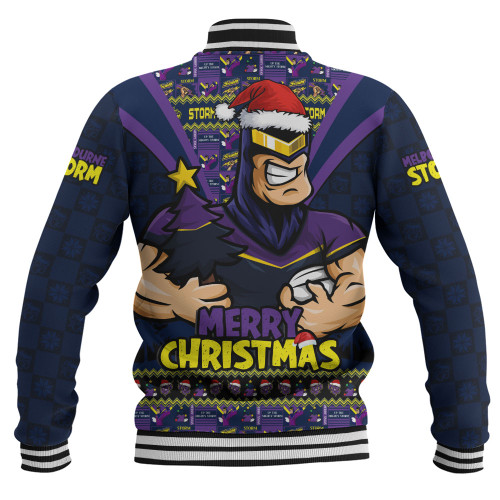 Melbourne Storm Baseball Jacket Merry Christmas Festive Spirit Edition Melbourne Storm Baseball Jacket Merry Christmas Festive Spirit Edition