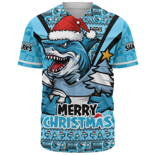 Cronulla-Sutherland Sharks Baseball Shirt Merry Christmas Festive Spirit Edition