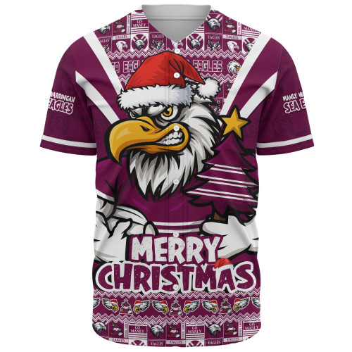 Manly Warringah Sea Eagles Baseball Shirt Merry Christmas Festive Spirit Edition