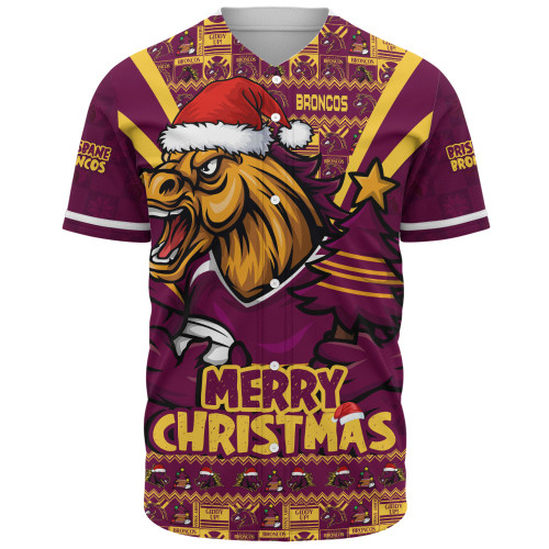 Brisbane Broncos Baseball Shirt Merry Christmas Festive Spirit Edition Brisbane Broncos Baseball Shirt Merry Christmas Festive Spirit Edition