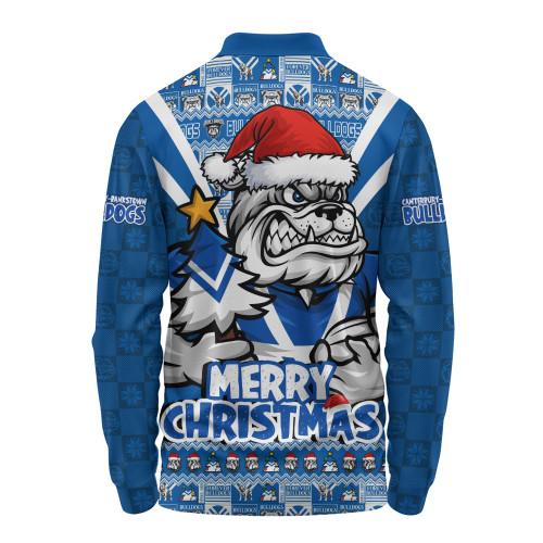 Canterbury-Bankstown Bulldogs Long Sleeve Polo Shirt Merry Christmas Festive Spirit Edition Canterbury-Bankstown Bulldogs Long Sleeve Polo Shirt Merry Christmas Festive Spirit Edition