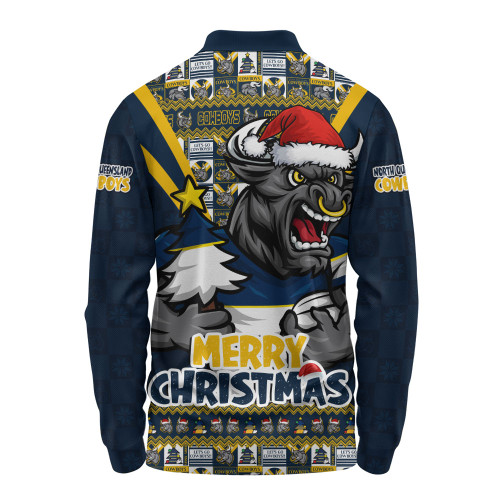 North Queensland Cowboys Long Sleeve Polo Shirt Merry Christmas Festive Spirit Edition North Queensland Cowboys Long Sleeve Polo Shirt Merry Christmas Festive Spirit Edition